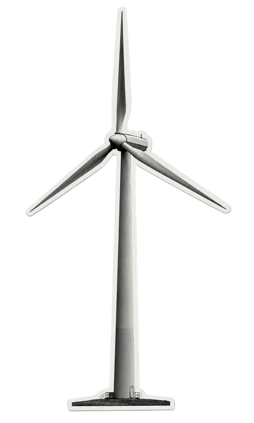 Freigestellte Windkraftanlage als Motiv für Netzanschlüsse von Windparks